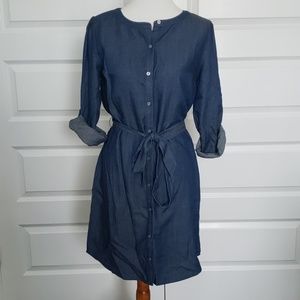 Loft Chambray Button Down Shirt Dress